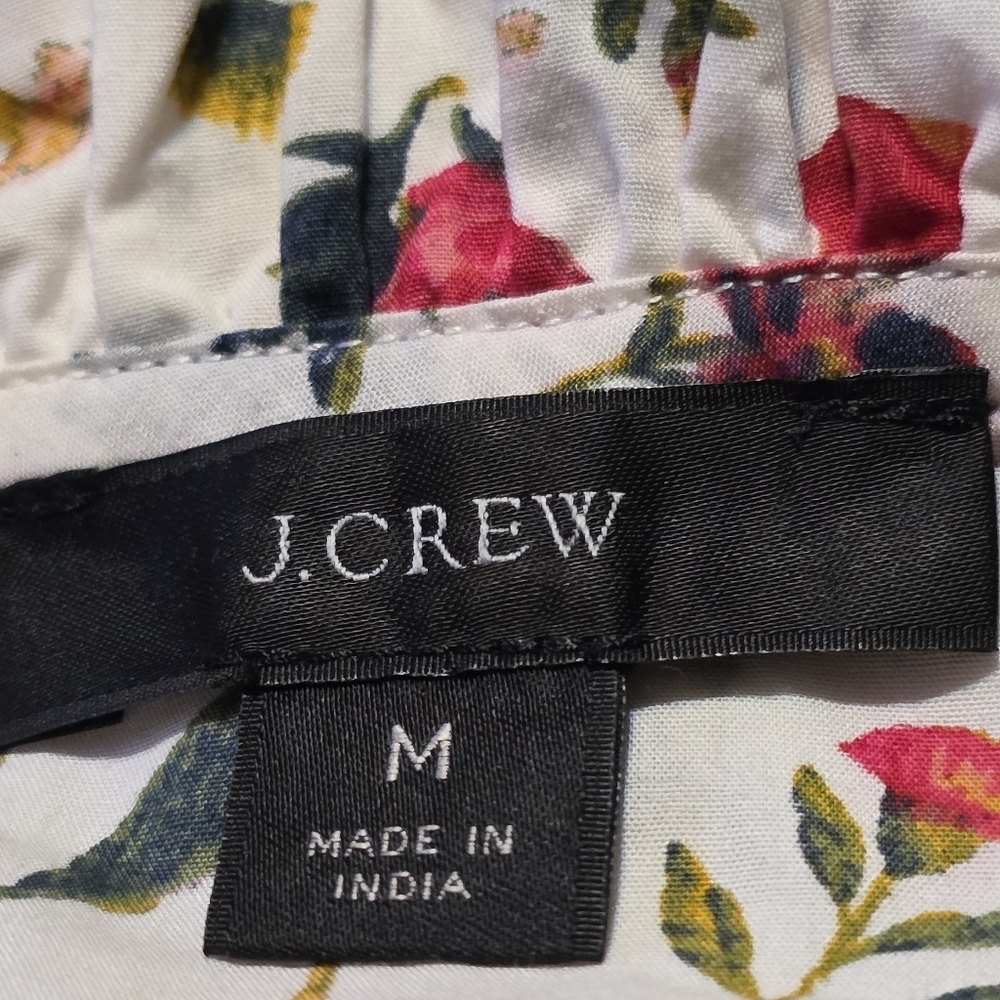 J.Crew Scalloped Tie Neck Top In Vintage Floral White Size M - Picture 12 of 15
